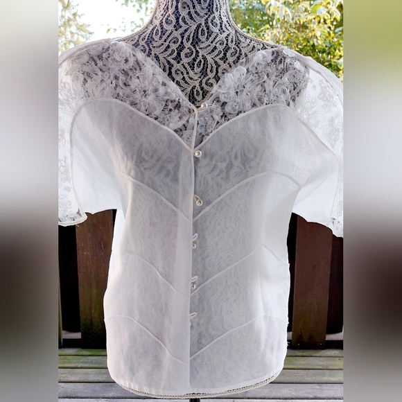 Blouse Women White Cotton Size S - Picture 2 of 13
